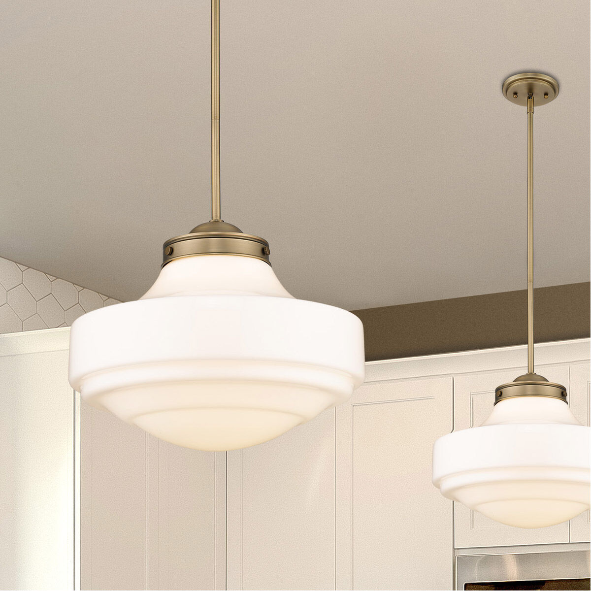 Brass and milk glass pendant light on sale